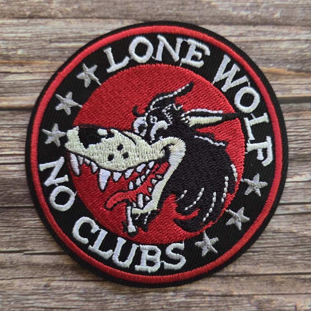 Lone Wolf No Clubs Punk Rock Vintage 90's Embroidered Iron on Patch